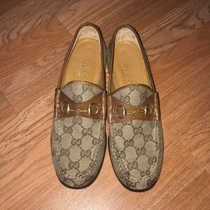 Brown Gucci Logo Loafers